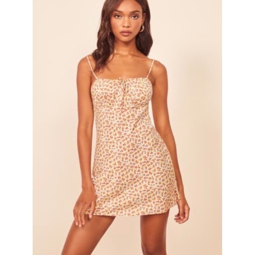 Reformation women's small Rebekah mini dress floral milkmaid